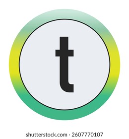 Environmental Grade Lowercase Letter t Icon with Green to Yellow Gradient Circle – Eco-Friendly Label for World Environment Day and Sustainability Awareness