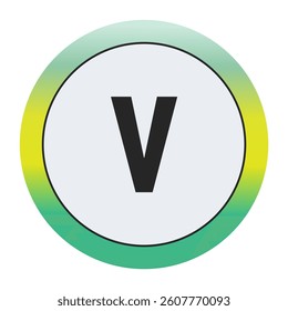 Environmental Grade Lowercase Letter v Icon with Green to Yellow Gradient Circle – Eco-Friendly Label for World Environment Day and Sustainability Awareness