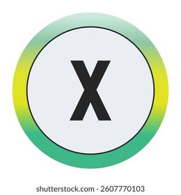 Environmental Grade Lowercase Letter x Icon with Green to Yellow Gradient Circle – Eco-Friendly Label for World Environment Day and Sustainability Awareness