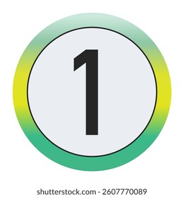 Environmental Grade Number 1 Icon with Green to Yellow Gradient Circle – Eco-Friendly Label for World Environment Day and Sustainability Awareness