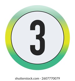 Environmental Grade Number 3 Icon with Green to Yellow Gradient Circle – Eco-Friendly Label for World Environment Day and Sustainability Awareness