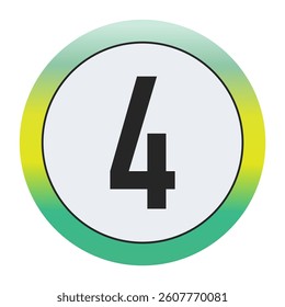 Environmental Grade Number 4 Icon with Green to Yellow Gradient Circle – Eco-Friendly Label for World Environment Day and Sustainability Awareness