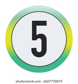 Environmental Grade Number 5 Icon with Green to Yellow Gradient Circle – Eco-Friendly Label for World Environment Day and Sustainability Awareness