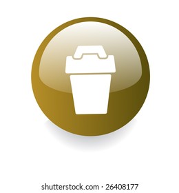 Environmental gradient button with trash can icon isolated on white