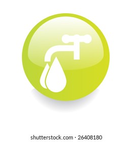 Environmental gradient button with water tap isolated on white