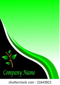 An environmental green business card or template with a floral leaf design