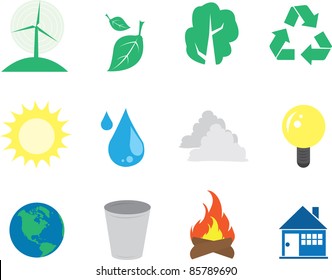 Environmental green icons.