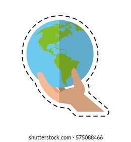 environmental hand holding world care - dot line