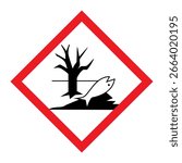 Environmental hazard vector, GHS hazard pictograms,  Chemicals label isolated. Explosive, Flammable, Oxidizing, Compressed Gas, Corrosive, Toxic, Harmful, Health hazard, waning sign, hazard symbols.