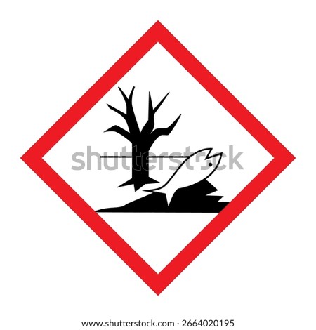 Environmental hazard vector, GHS hazard pictograms,  Chemicals label isolated. Explosive, Flammable, Oxidizing, Compressed Gas, Corrosive, Toxic, Harmful, Health hazard, waning sign, hazard symbols.