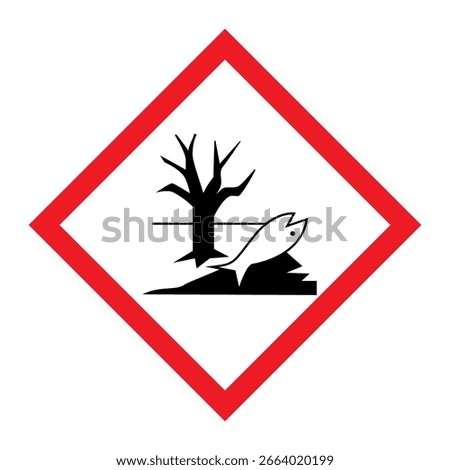 Environmental hazard vector, GHS hazard pictograms,  Chemicals label isolated. Explosive, Flammable, Oxidizing, Compressed Gas, Corrosive, Toxic, Harmful, Health hazard, waning sign, hazard symbols.