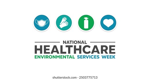 Environmental Health Services Week. Masks, gloves, sanitizer bottles and hearts. Great for cards, banners, posters, social media and more. White background.