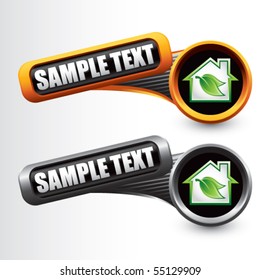 environmental home tilted orange and gray banners
