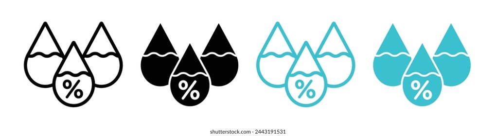 Environmental Humidity and Moisture Icons. Atmospheric Water Content and Weather Symbols.