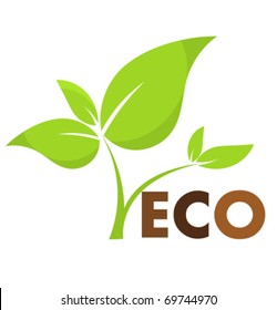 Environmental icon with eco plant. Vector illustration