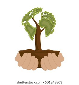 environmental icon hands holds tree design icon
