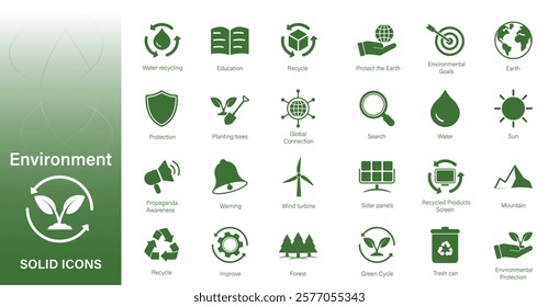 Environmental icon. Modern style icons on the theme of environmental protection, earth, ecology, green energy.