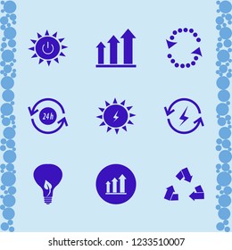 environmental icon. environmental vector icons set bulb leaf, growing graph, renewable energy and solar power
