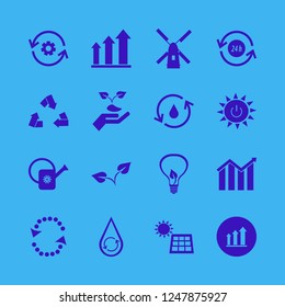 environmental icon. environmental vector icons set hand sprout, solar power, watering can and recycle hours