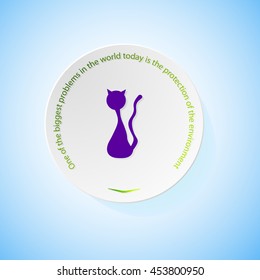 Environmental icons depicting cat with shadow, abstract vector illustration