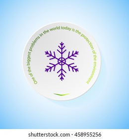 Environmental icons depicting snowflake with shadow, abstract vector illustration