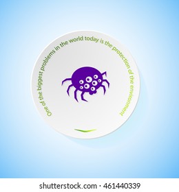 Environmental icons depicting spider with shadow, abstract vector illustration