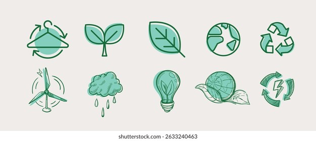 Environmental icons. Linear illustrations. Logo
