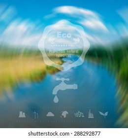  Environmental icons , oil production, exhaustion of water resources, and other. Web interface design. Environmental protection. Concept.