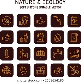 Environmental icons portraying sustainability and ecological concepts for web and mobile design  resource conservation