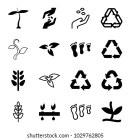 Environmental icons. set of 16 editable filled and outline environmental icons such as plant, family footprint, recycle