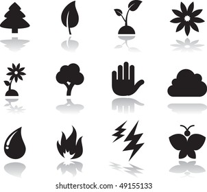 environmental icons set. black. silhouette