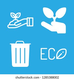environmental icons set with garbage, hand and sprout and sprout vector set