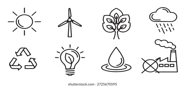 Conjunto de iconos ambientales Ilustración vectorial de ilustración