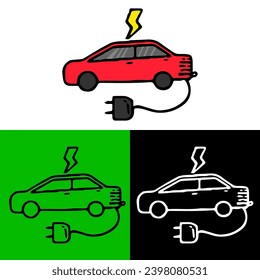 environmental illustration concept of an electric car that saves energy and does not emit air pollution which can be used for an icon, logo or symbol in a flat design style