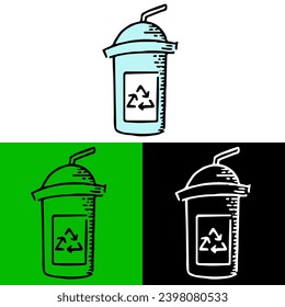 environmental illustration concept with environmentally friendly bottles and recycling symbols, which can be used for icons, logos or symbols in flat design style