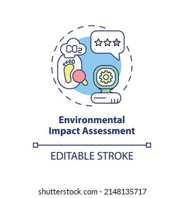 Environmental impact assessment concept icon. Tool of industrial ecology abstract idea thin line illustration. Isolated outline drawing. Editable stroke. Arial, Myriad Pro-Bold fonts used