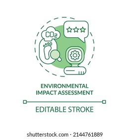 Environmental impact assessment green concept icon. Tool of industrial ecology abstract idea thin line illustration. Isolated outline drawing. Editable stroke. Arial, Myriad Pro-Bold fonts used