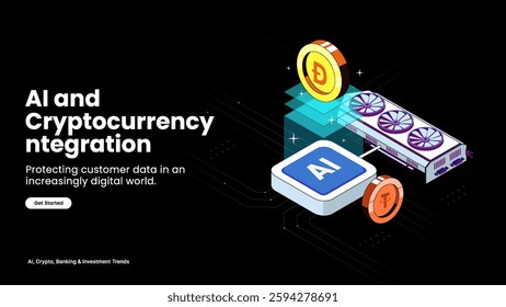 Environmental Impact of Crypto Mining – Balancing Blockchain Growth with Sustainability Illustrated with Mining Rigs, Green Energy, and Environmental Graphics | Tech and Eco-Friendly Design