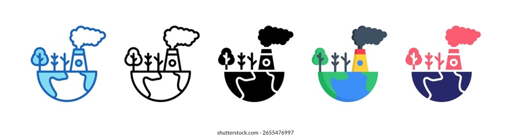 Colección de conjunto de estilos múltiples de icono de impacto ambiental.
