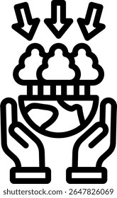Ilustración vectorial de contorno de icono de impacto ambiental