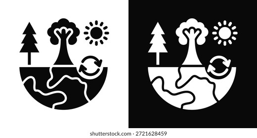 Ícone De Impacto Ambiental Estilo De Fundo Branco E Preto
