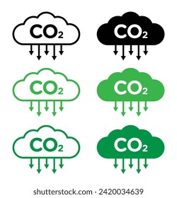 Conjunto de iconos del vector de impacto ambiental. Símbolo de vector de huella de CO2 ecológico para el diseño de la interfaz de usuario.