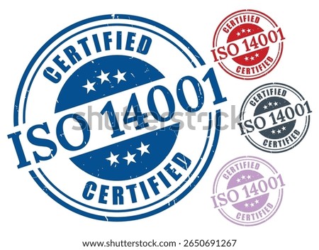 Environmental ISO 14001 Certification Badges, Vector Seal Set