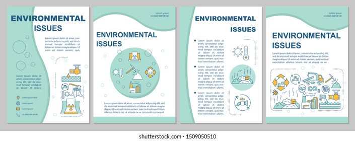 Environmental issues brochure template. Flyer, booklet, leaflet print, cover design with linear illustrations. Eco problems. Vector page layouts for magazines, annual reports, advertising posters