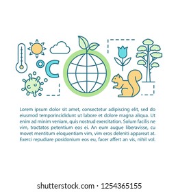 Environmental issues concept linear illustration. Climate changing. Article, brochure, magazine page layout with text boxes. Global warming. Print design. Vector isolated outline drawing