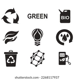 Environmental Issues icon set. Collection of Environment and Climate related vector glyph icons
