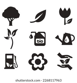 Environmental Issues icon set. Collection of Environment and Climate related vector glyph icons