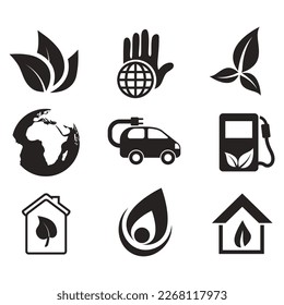 Environmental Issues icon set. Collection of Environment and Climate related vector glyph icons