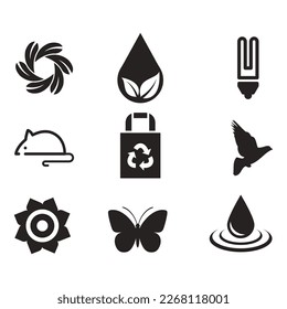 Environmental Issues icon set. Collection of Environment and Climate related vector glyph icons