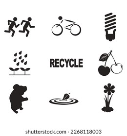 Environmental Issues icon set. Collection of Environment and Climate related vector glyph icons